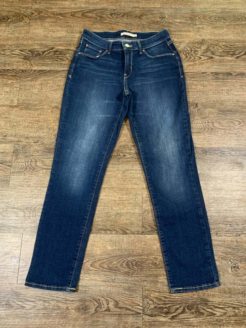 Levis Mid Rise Skinny Jeans Dark Indigo Blue Denim Womens 29